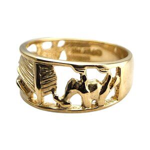 14 Karat Yellow Gold Noah's Ark Scene Band Ring Size 6.5 #24067